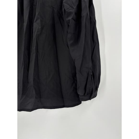 Ba&sh Button Up Shirt Womens Small Black Long Sleeves 100% Silk Collared V Neck - Picture 11 of 16
